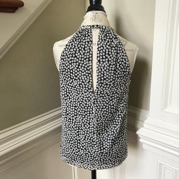 DVF Halter Neck Silk Print Blouse Top Shirt Womens Small Black White Beaded Gems - Picture 12 of 14